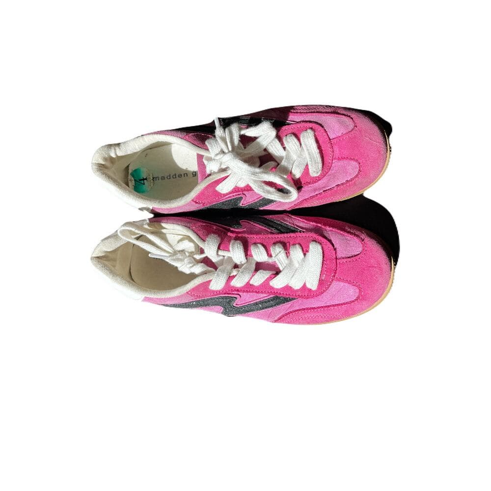 Steve Madden, pink and black girl sneakers size 4