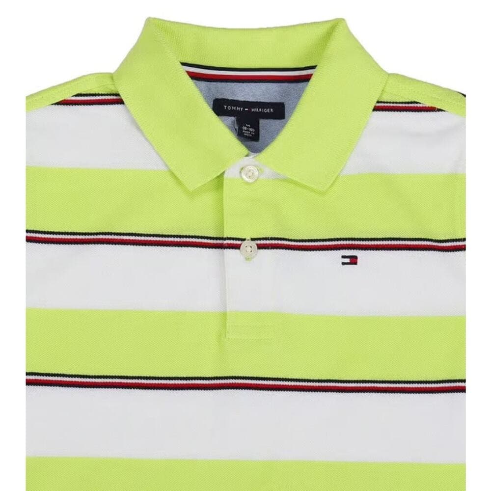 Kids Neon Lawn Striped Regular Fit Polo T-Shirt Size 4-5