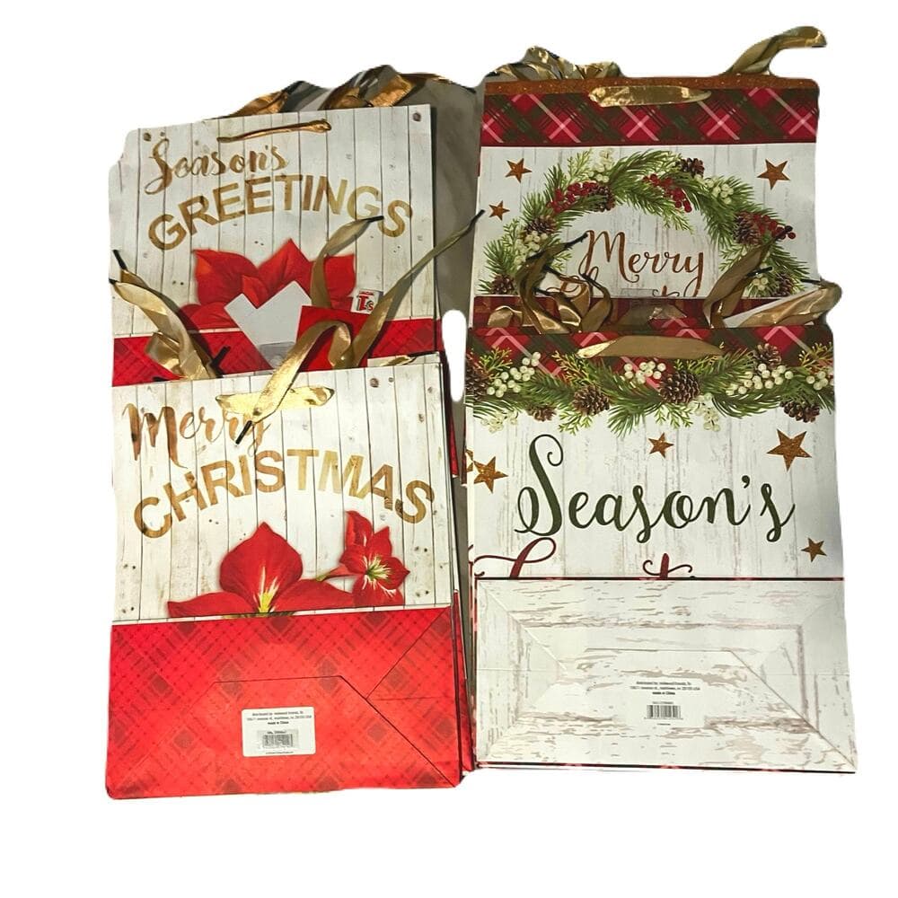 12 Season Greetings Gift Bags 12” L X 10” W