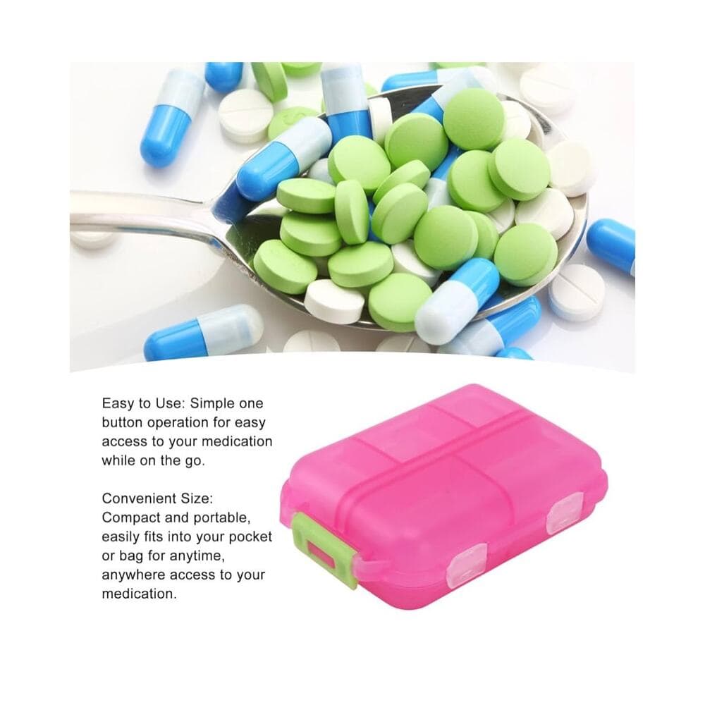 Pill Case,Pill Organizer,10 Compartments Buckle Lock Weekly Portable Medicine