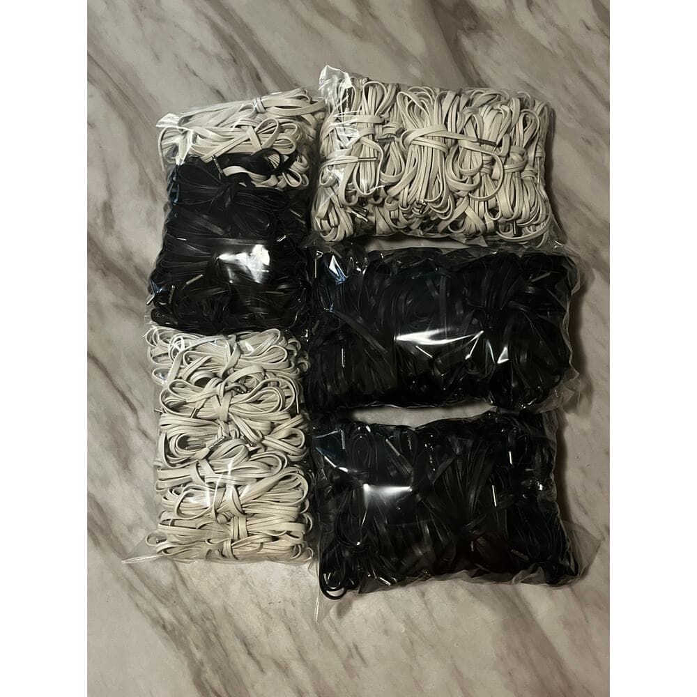 100 Black & White Leather Shoelaces