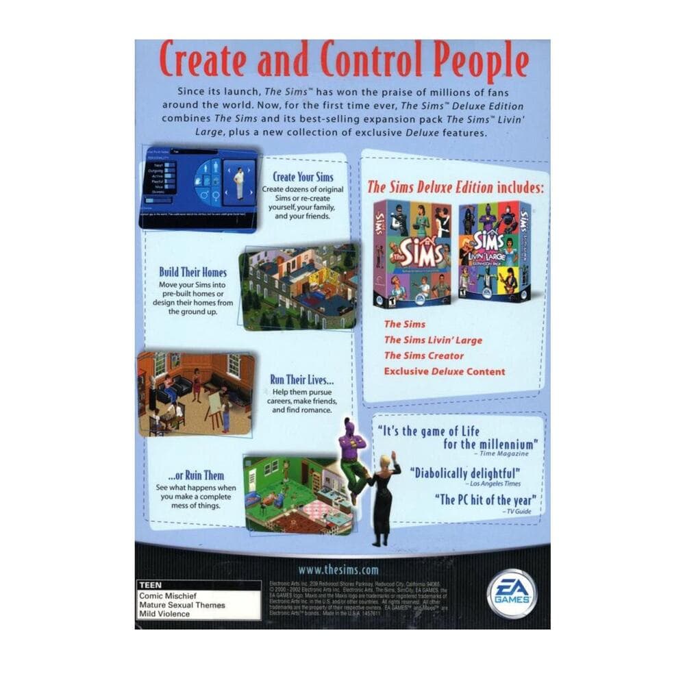 Vintage The Sims Deluxe Edition & Peggle PC Games In Big Retail Box CD-ROM