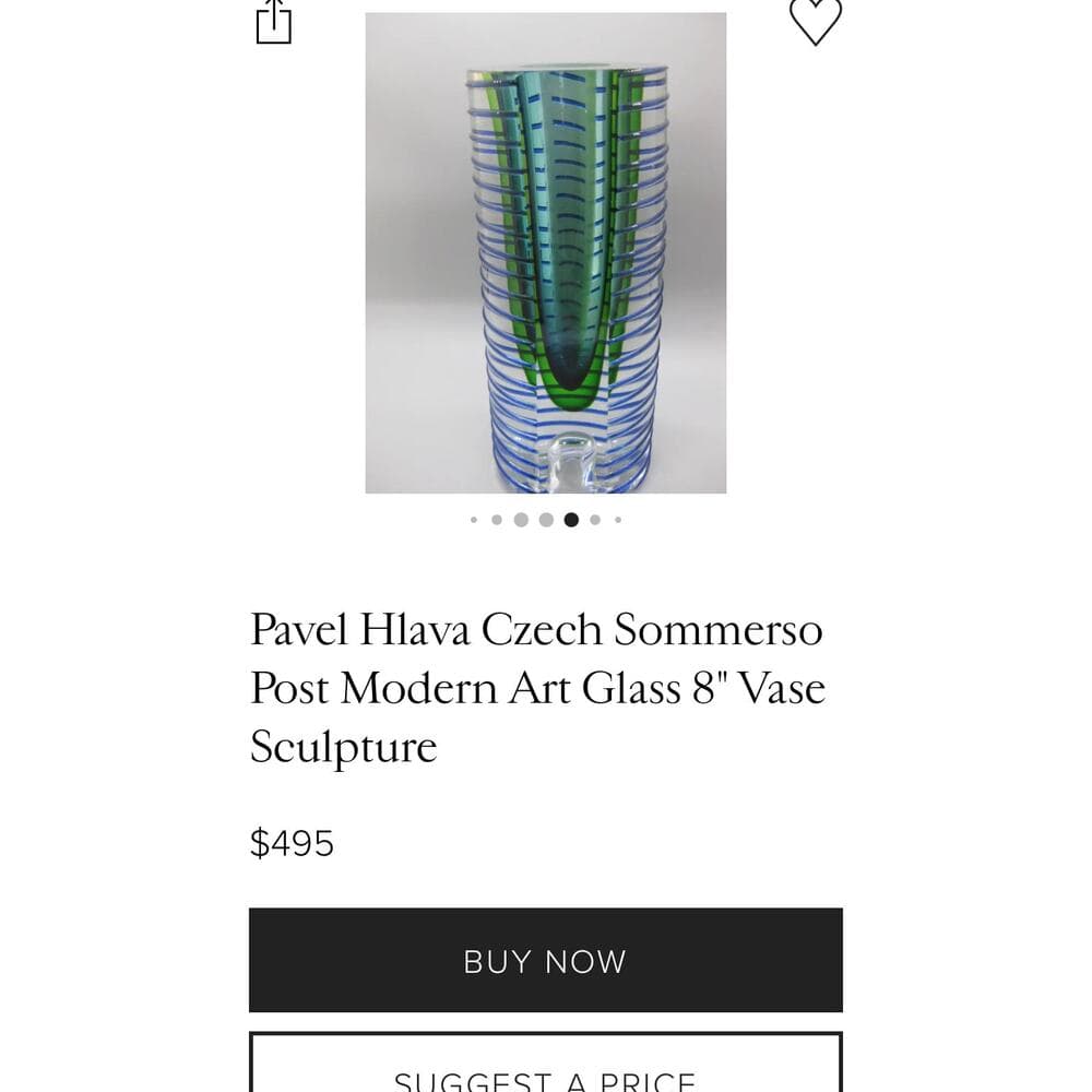 Pavel Hlava Czech Sommerso Post Modern Art Glass 8" Vase Sculpture
