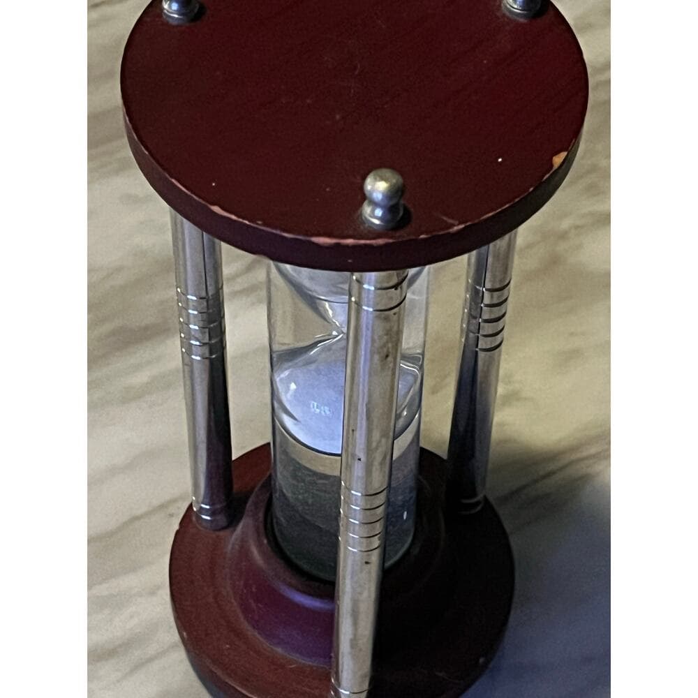 Deco 79 Wood Aluminum Glass Floatng Sand Timer 4" W, 9"