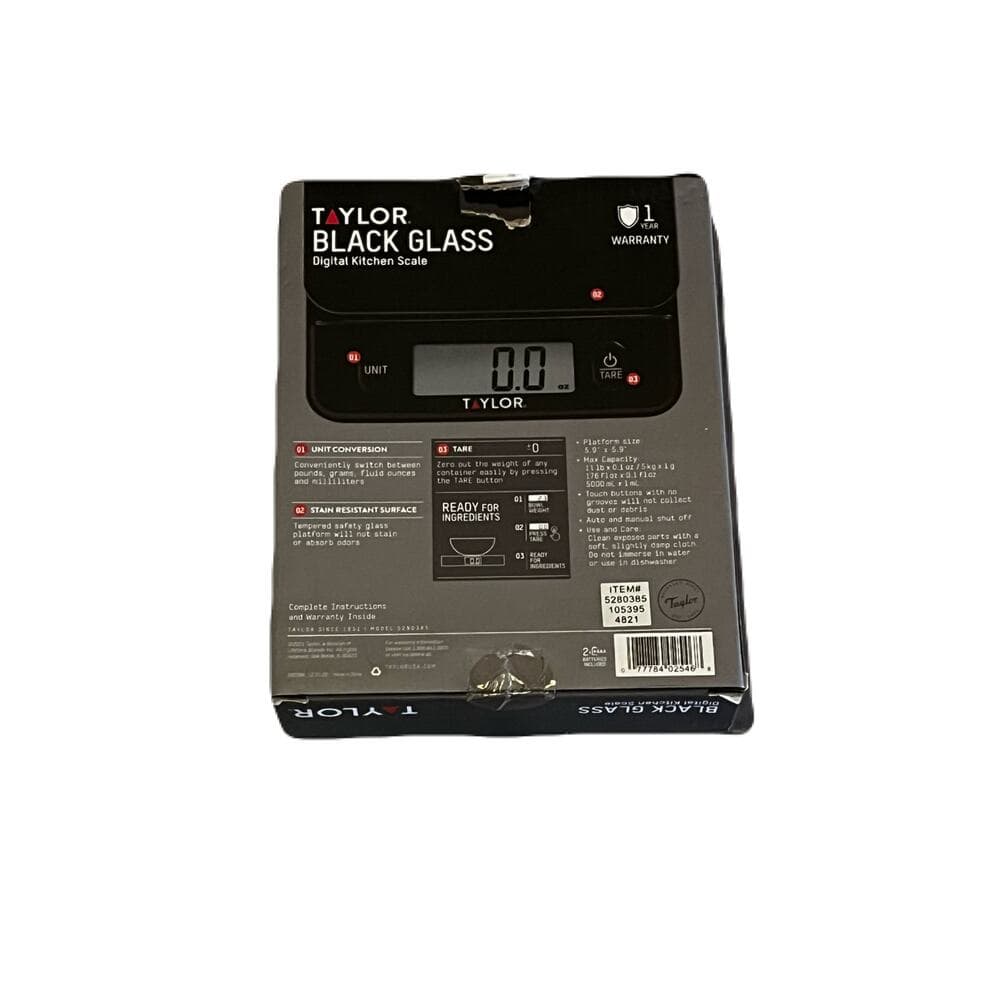 Taylor Digital Kitchen Glass Top 11lb Food Scale Black