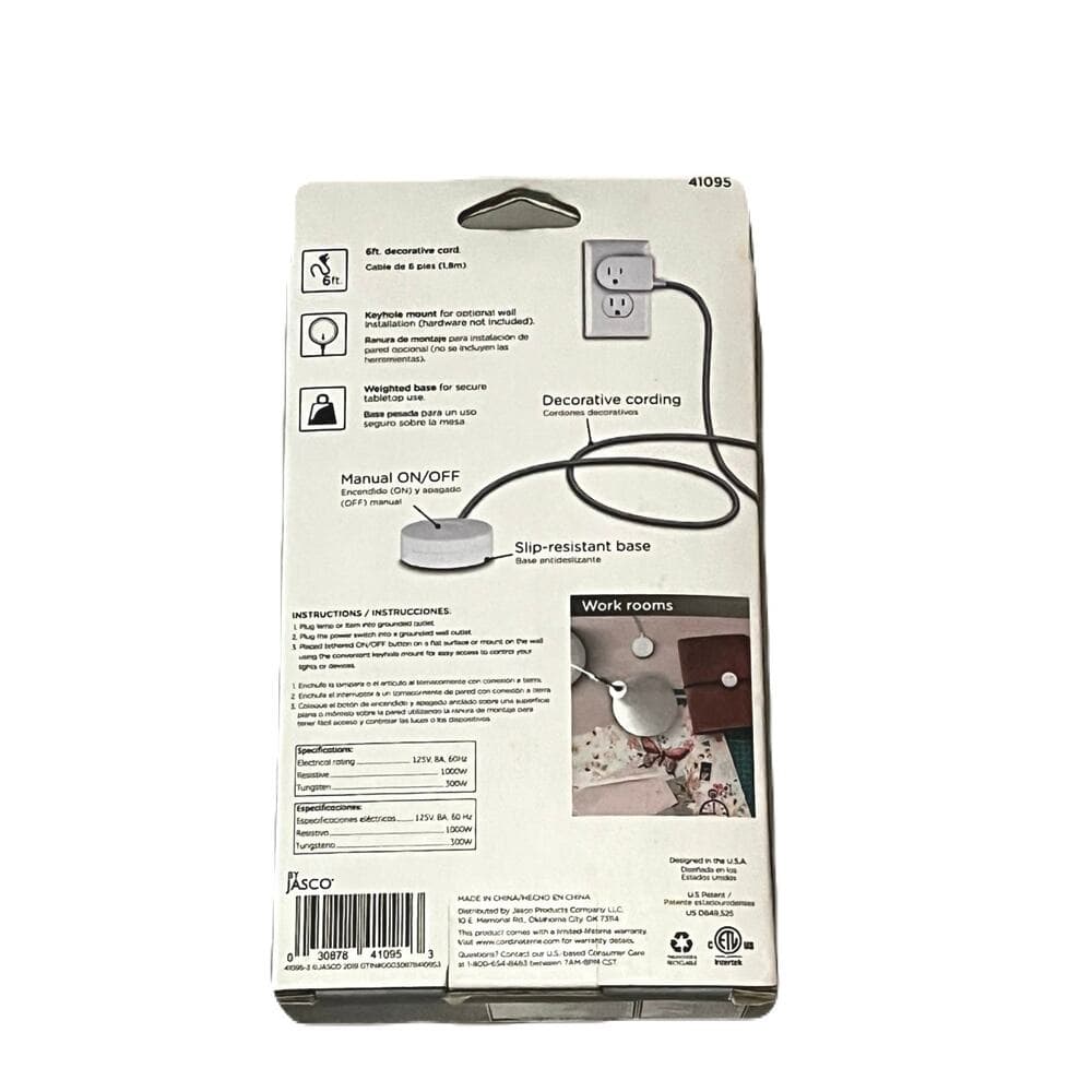 Jasco 6-ft 16 / 3 3 Prong White/Gray Indoor SPT2-B Light Duty Foot Switch