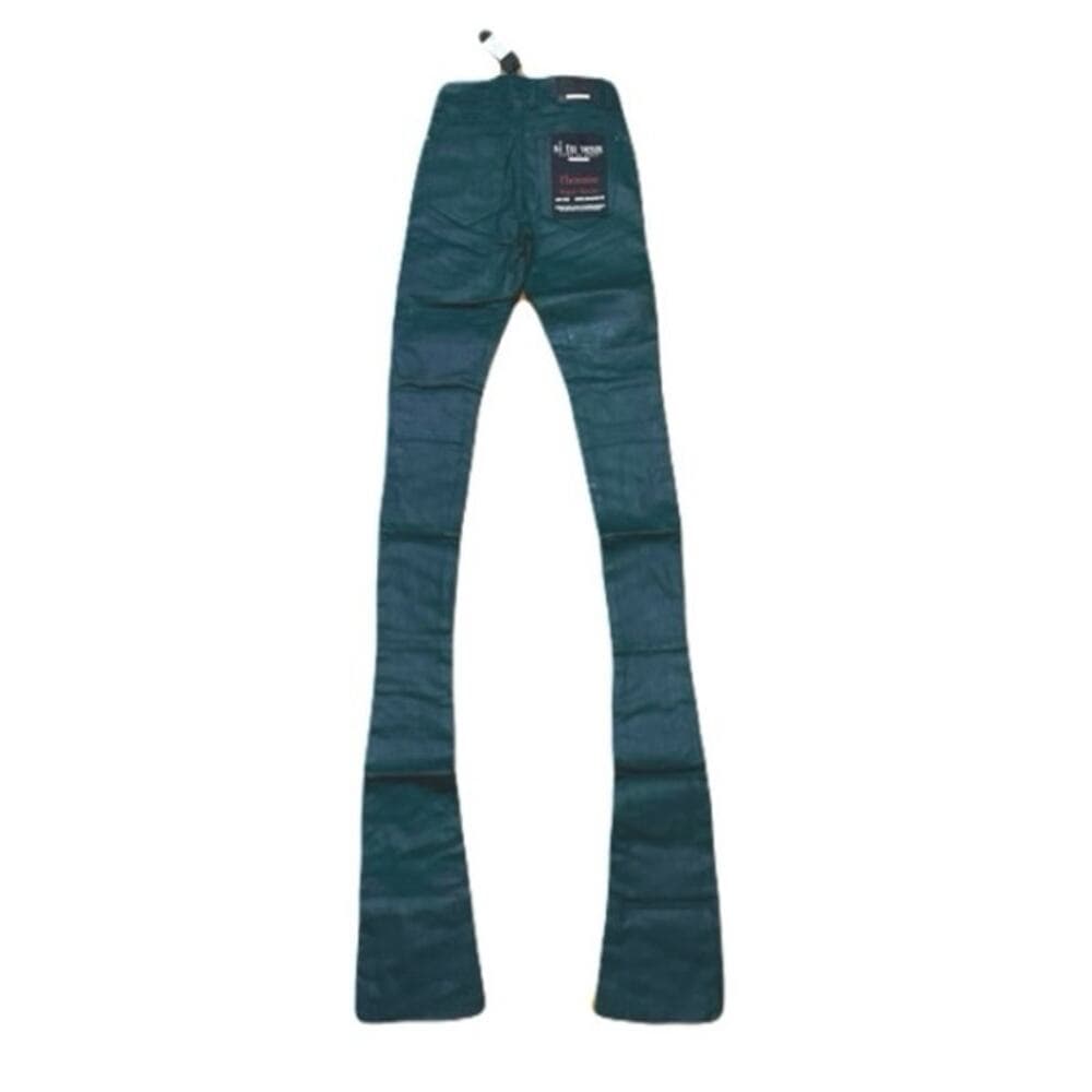 Si Tu Veux Hunter Green Wax Gordon Jeans Superstack Size 40