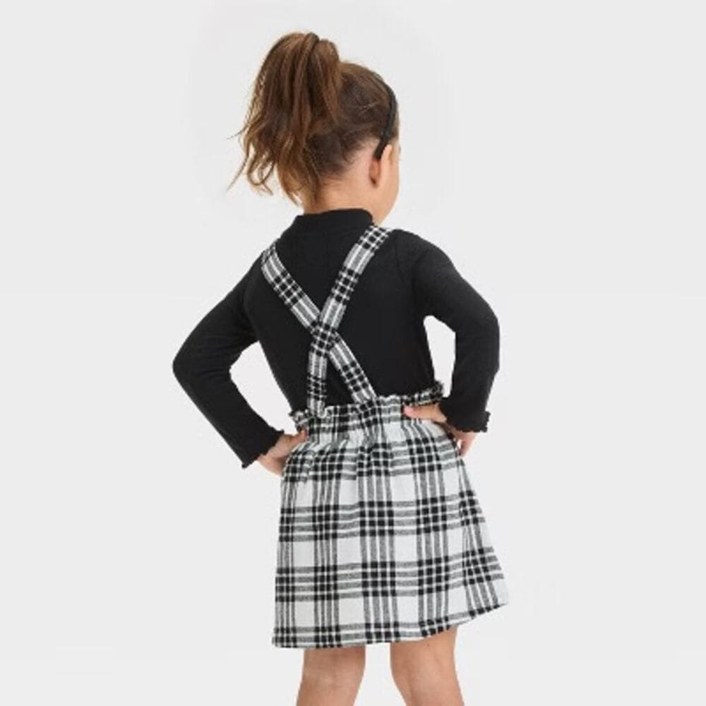 Toddler Girls' Mockneck Long Sleeve Plaid Flannel Skirtall - Cat & Jack 2T