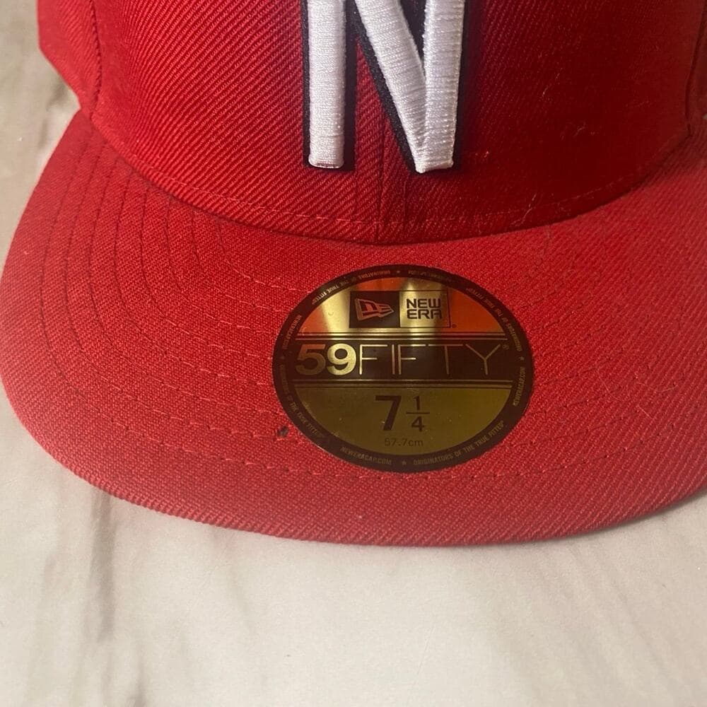 New Era Hat 7 1/4 Red & White N