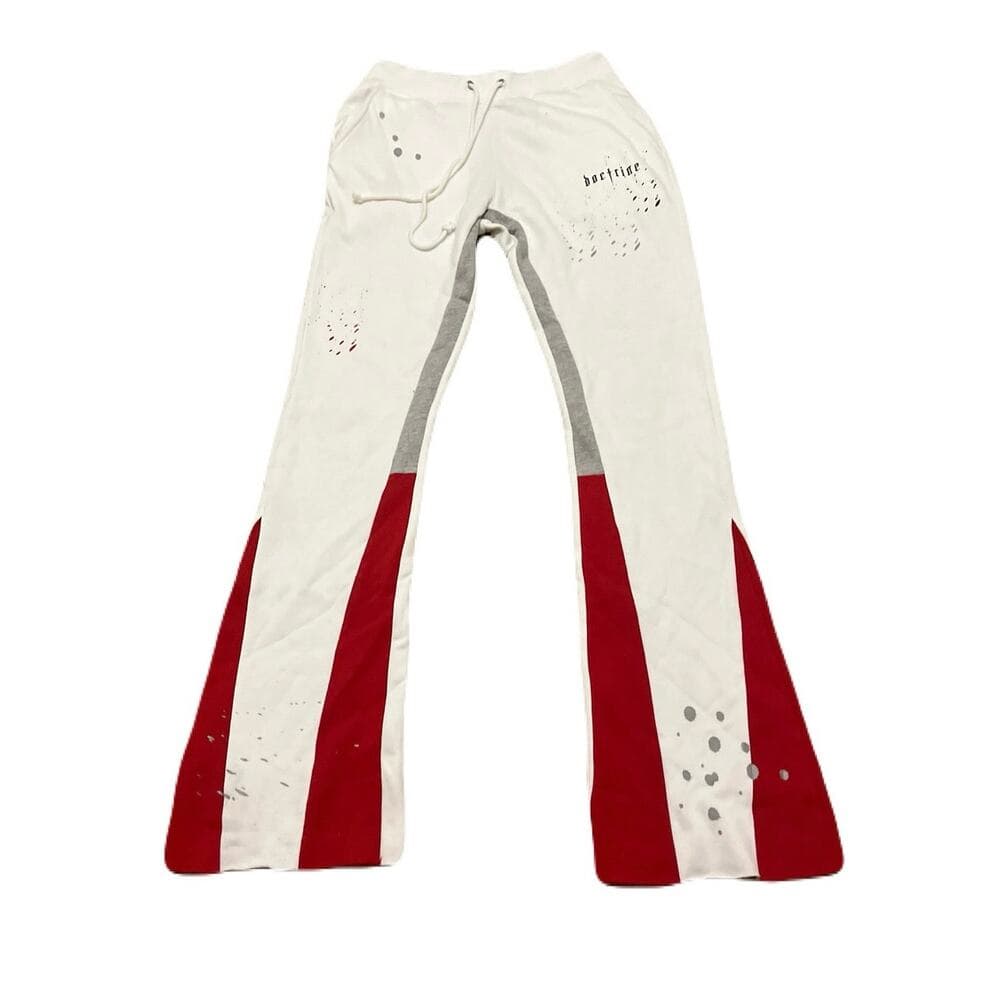 Doctrine Men’s White & Red Superstack Sweatpants Size Medium