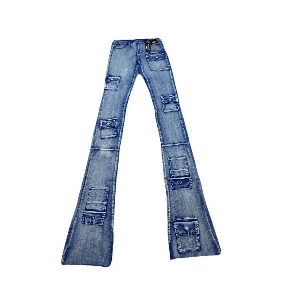 Si Tu Veux Royal Blue Superstack Men’s Jean’s Size 32
