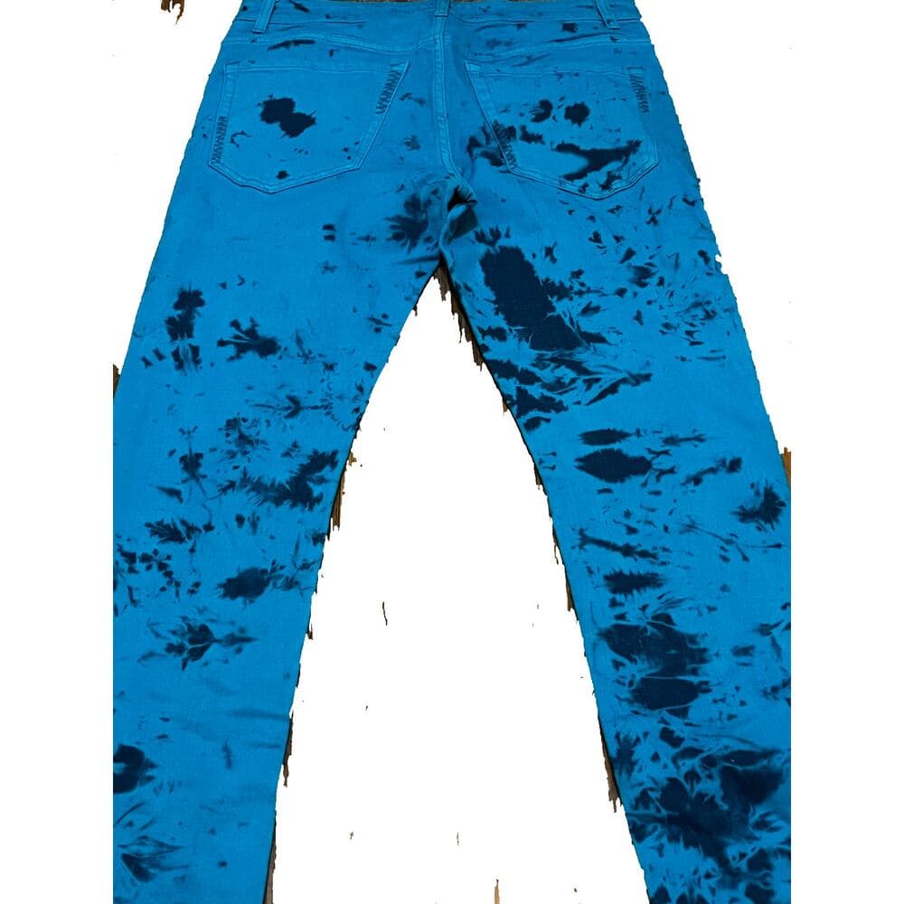 Si Tu Veux SuperStack Royal Blue Men’s Jeans With Black Spots On Them Size 32
