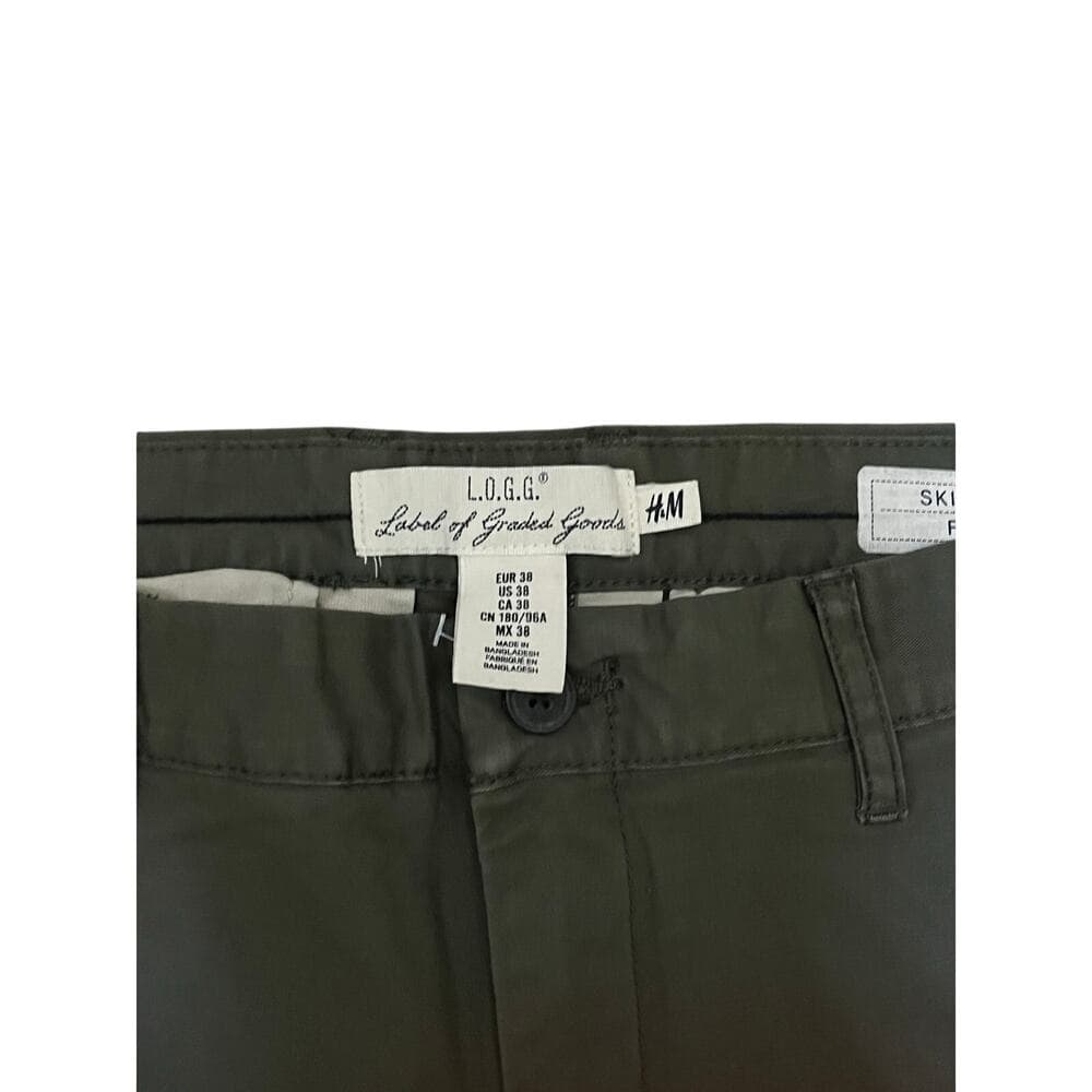 H & M Olive Green Pants With Orange Stripes On The Side Size 38