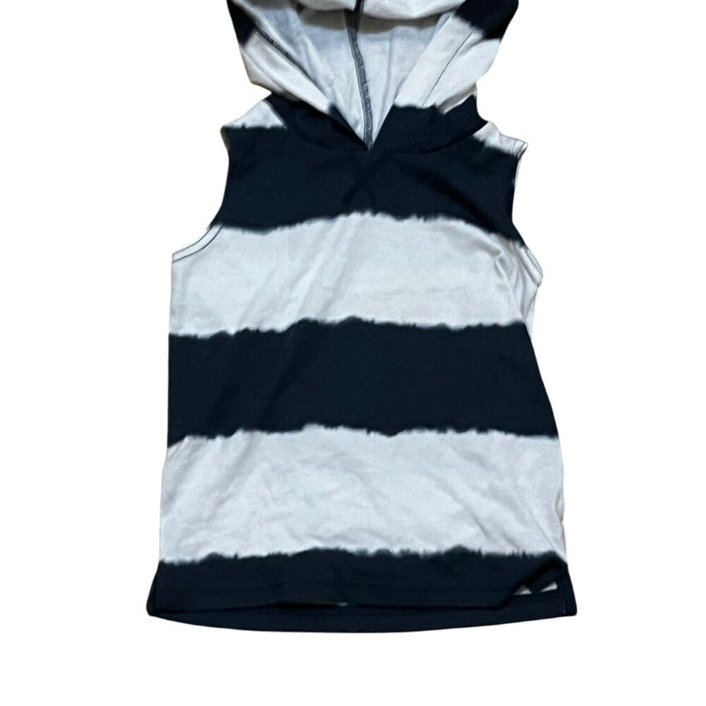 Wonder Nation White & Blue Stripes Kids Tan Top With Hoodie Size 4T