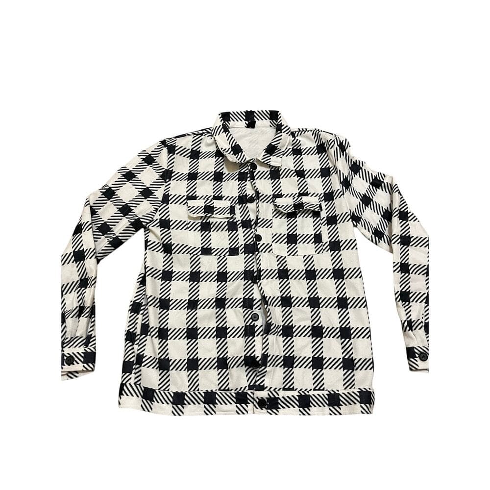 SHEIN Men’s Button Down With Black & White Checker Size Medium