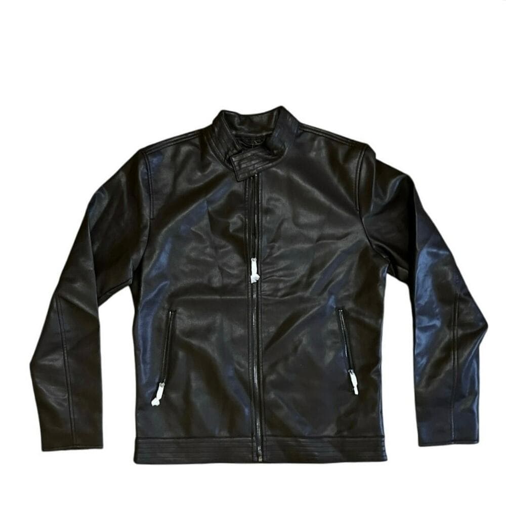 SLATE & STONE Faux Leather Racer Jacket Mens Size Medium