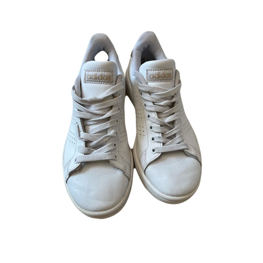 Adidas Advantage Kids Size 6 Shoes White Brown Athletic Low Trainer Sneakers