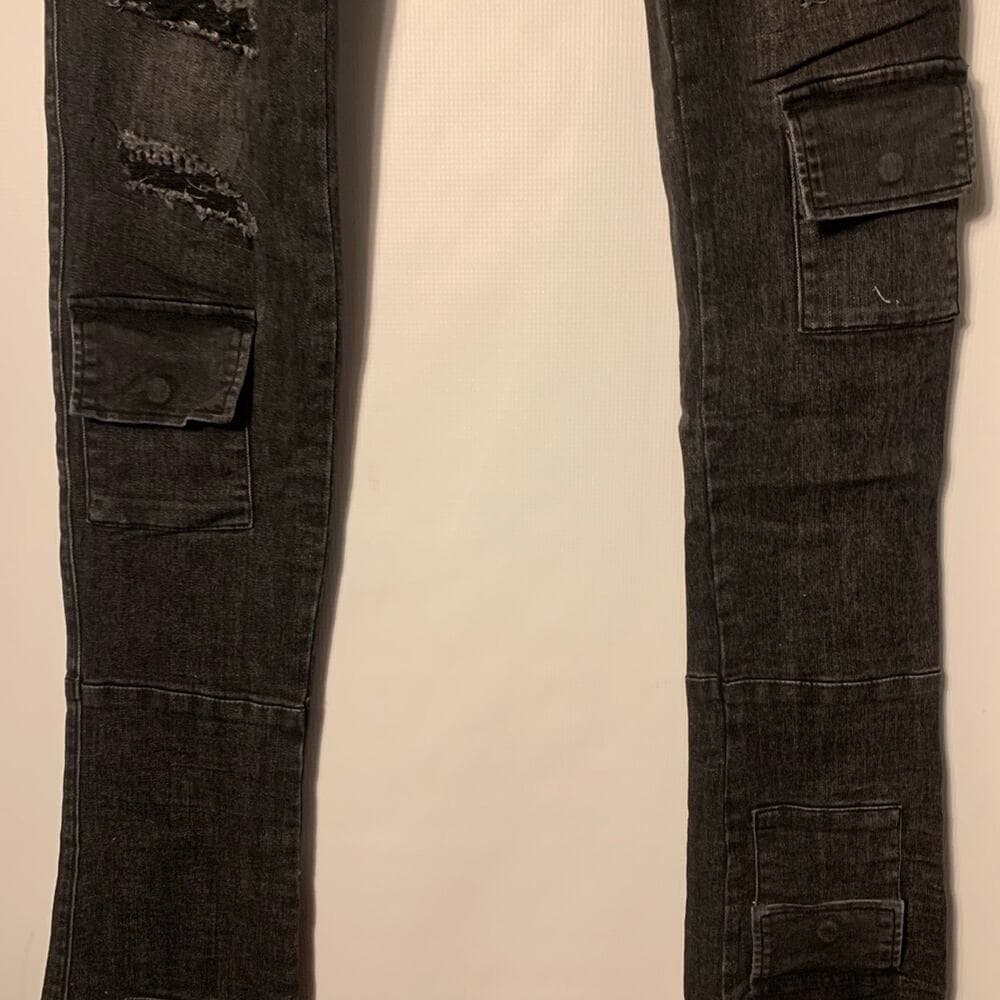 Si Tu Veux Superstack Black Wash Mens Jeans Size 40