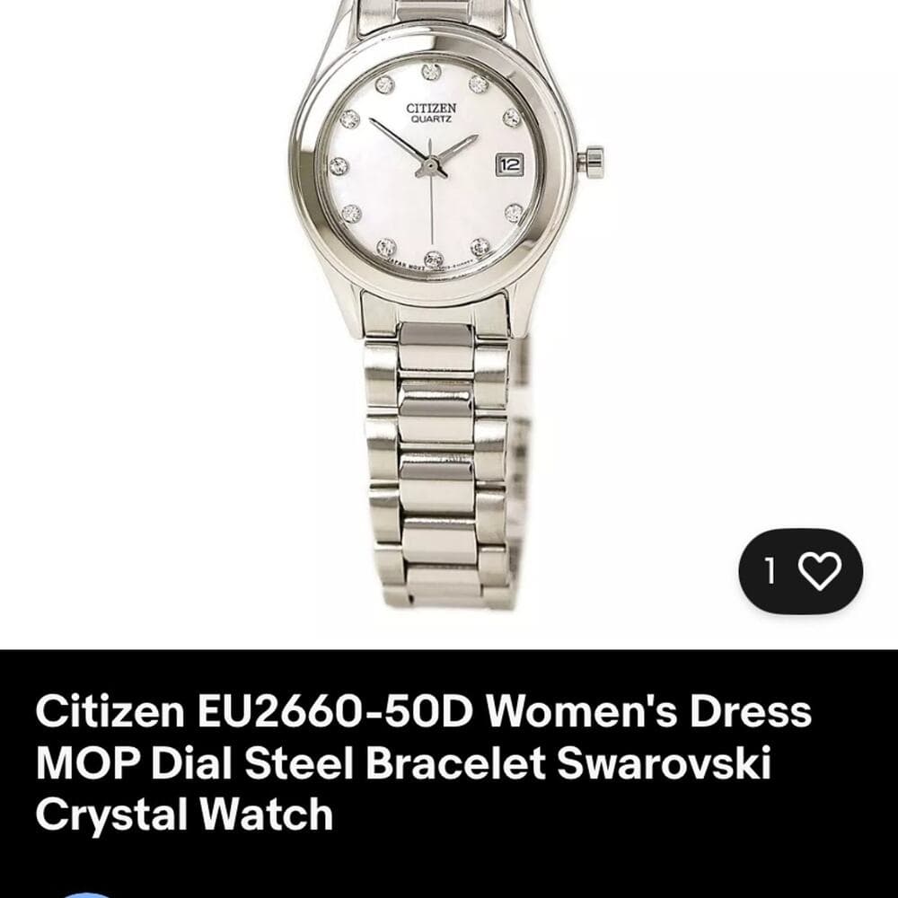 Citizen Women's Dress MOP Dial Steel Bracelet Swarovski Crystal Watch