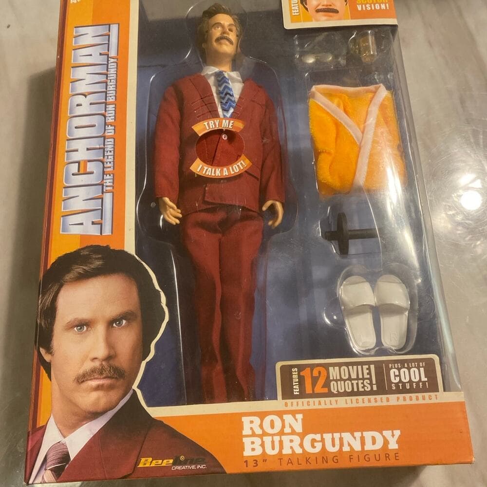 Anchorman Ron Burgundy 13" Talking Figure by Beeline Creative INC 2013 NIB