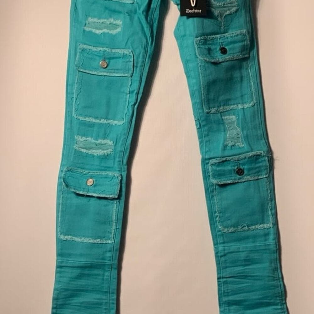 DOCTRINE DENIM (SAVANT TEAL SUPER STACKED JEAN) SIZE 32