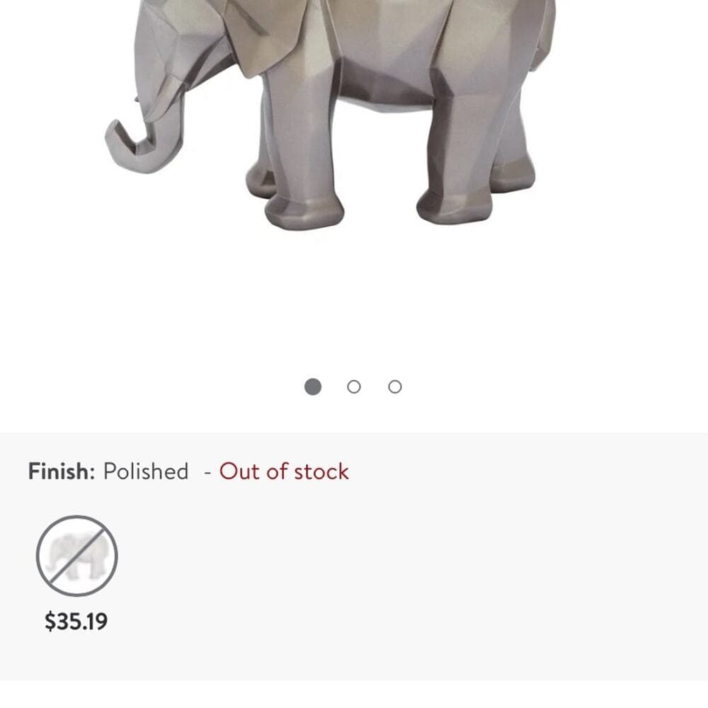 Decmode Modern 8 Inch Polished Silver Faceted Elephant Polystone Sculpture