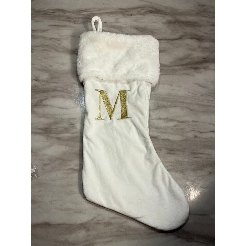 Cream Monogram Christmas Stocking