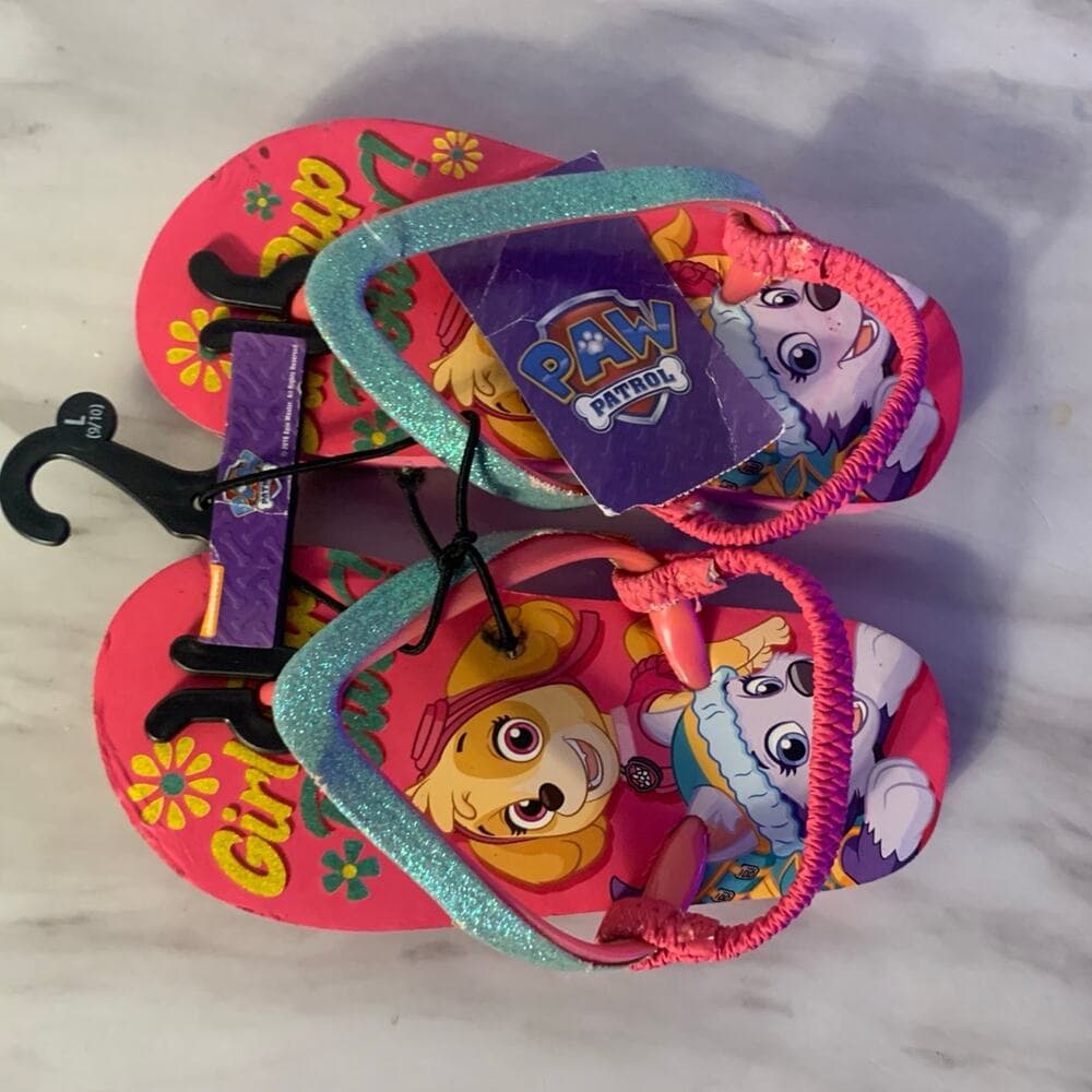 Paw Patrol Girls Flip-Flop Sandals Rainbow Skye Everest size 9-10
