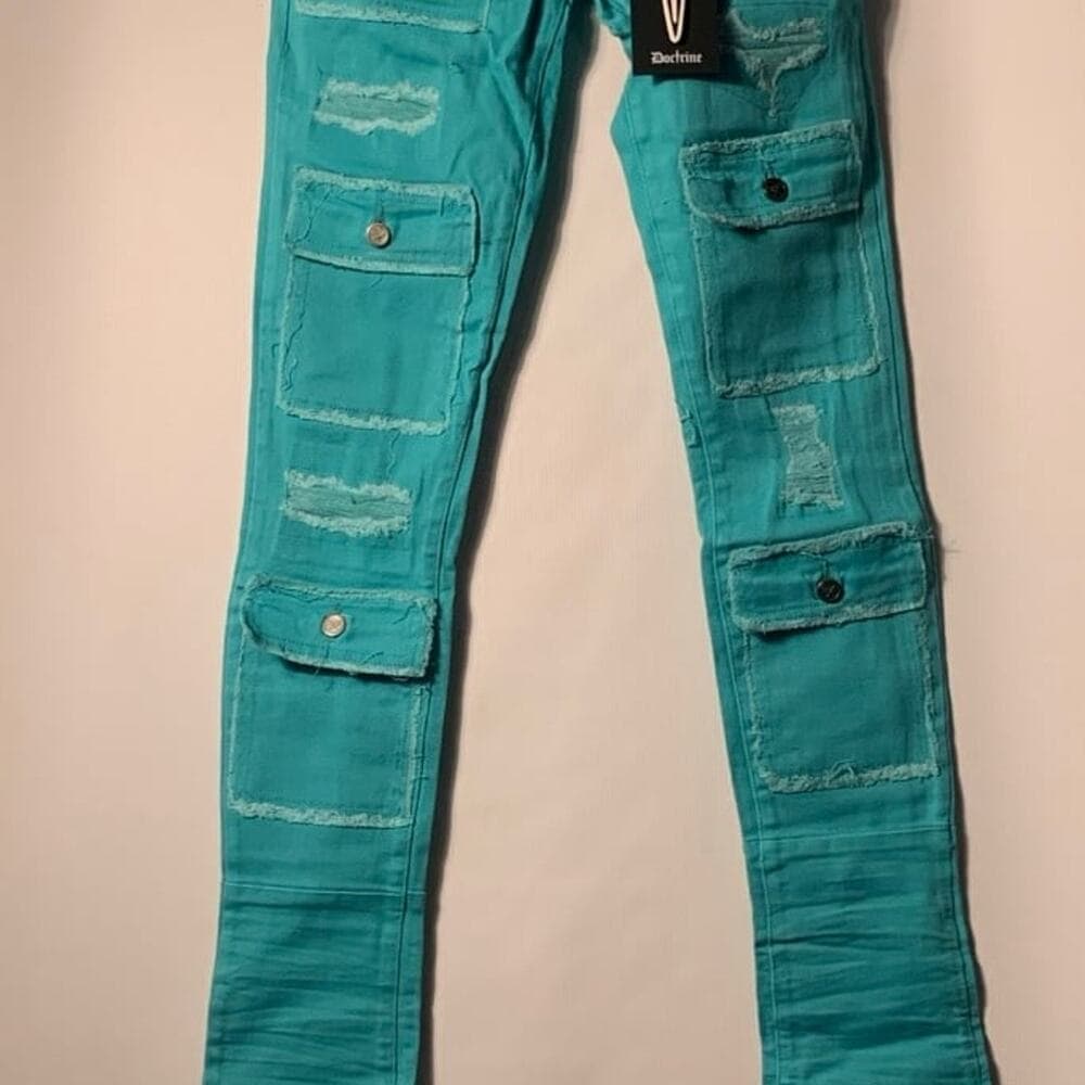 DOCTRINE DENIM (SAVANT TEAL SUPER STACKED JEAN) SIZE 32