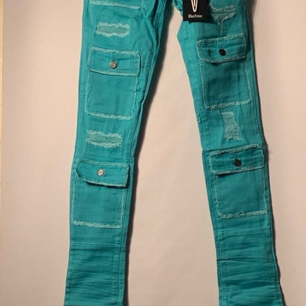 DOCTRINE DENIM (SAVANT TEAL SUPER STACKED JEAN) SIZE 32