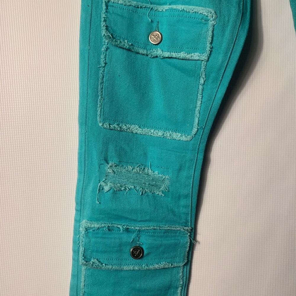 Doctrine Teal Superstack Mens Jeans Size 32
