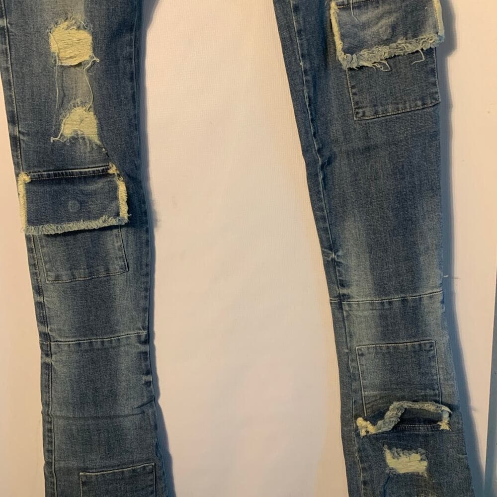 Si Tu Veux Superstack Indigo Wash Mens Jeans Size 38
