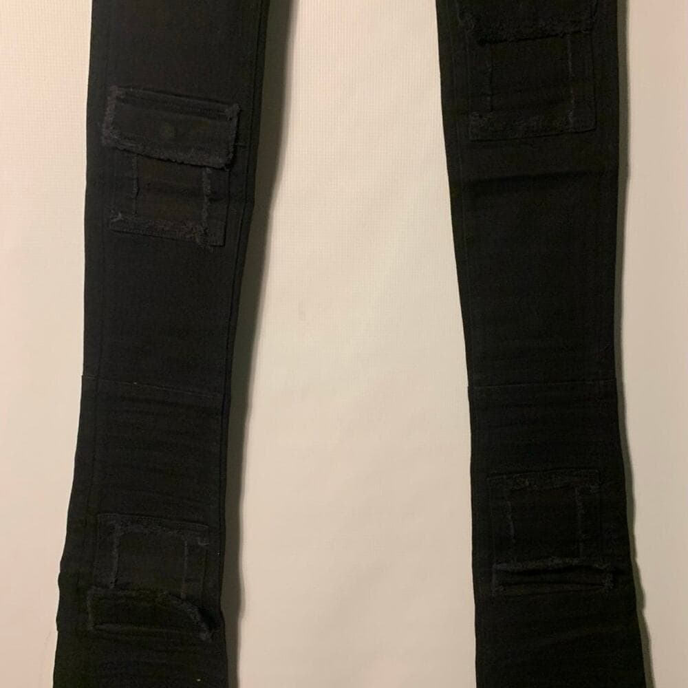 Si Tu Veux Superstack Jet Black Mens Jeans Size 30