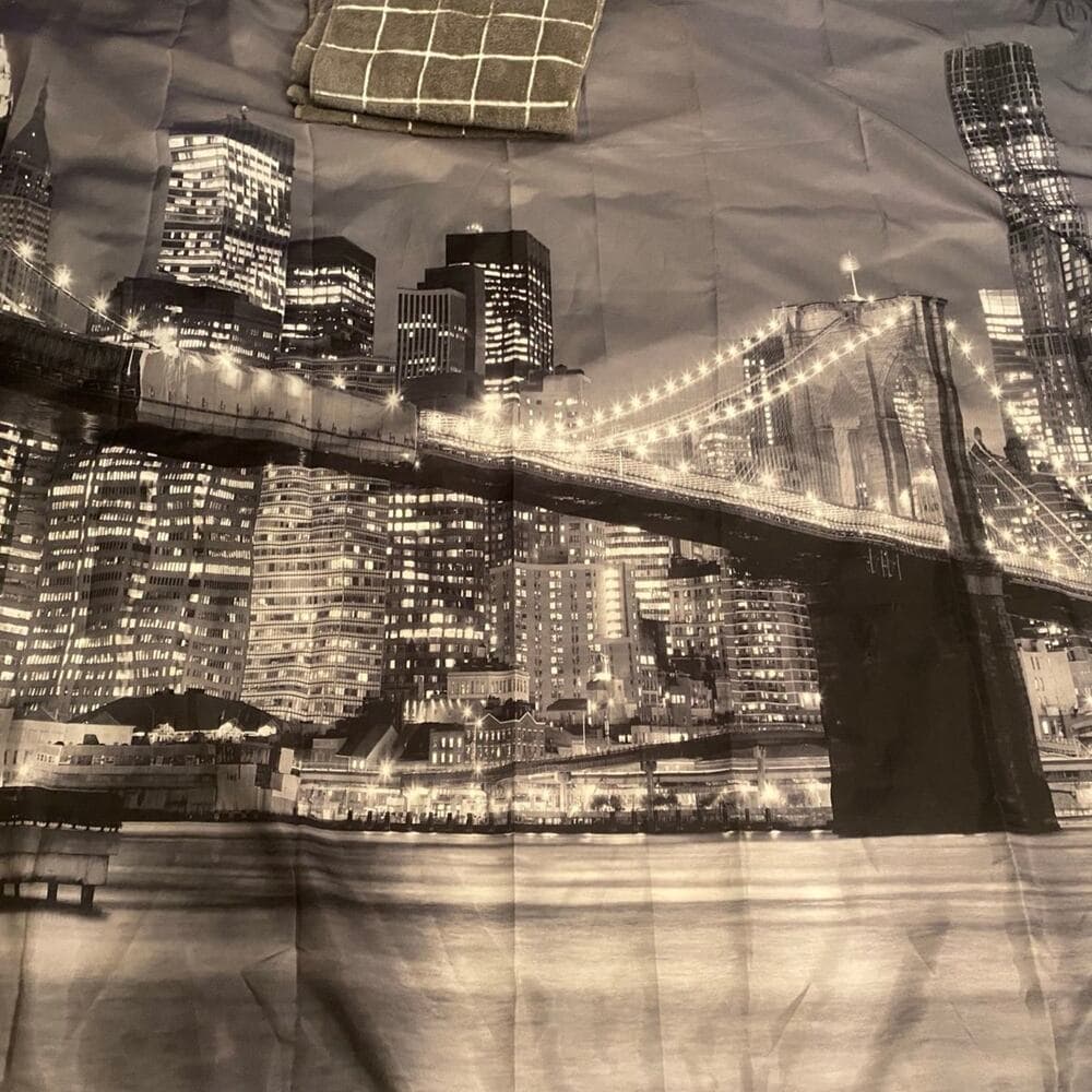 3D printing night view pattern waterproof shower curtain