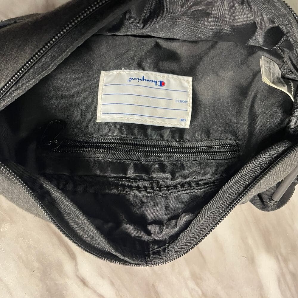 Champion Hip Waist Sling Bag Fanny Pack Charcoal Gray Zipper Large Script Logo
