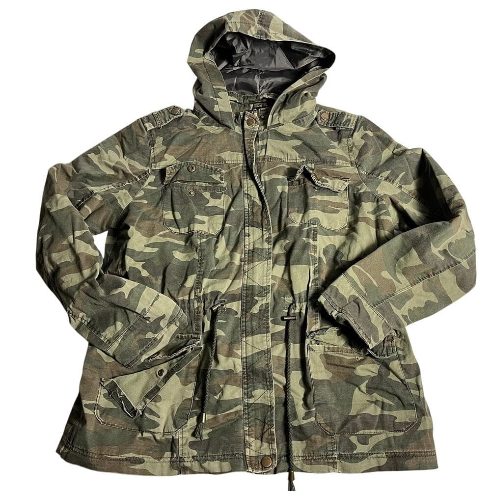 New Look Womens Hooded Army Camouflage Jacket Size X-Large