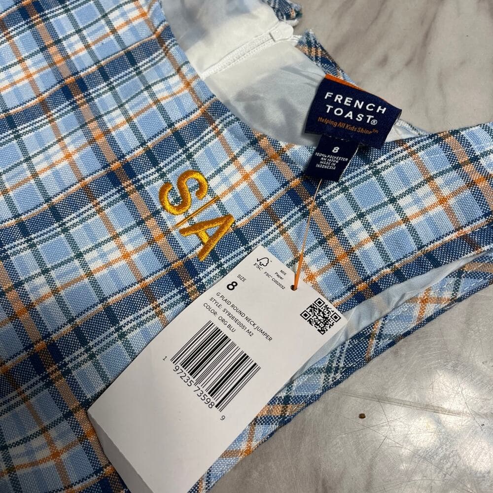 Plaid Round Neck Jumper with Success Academy Logo Size 8