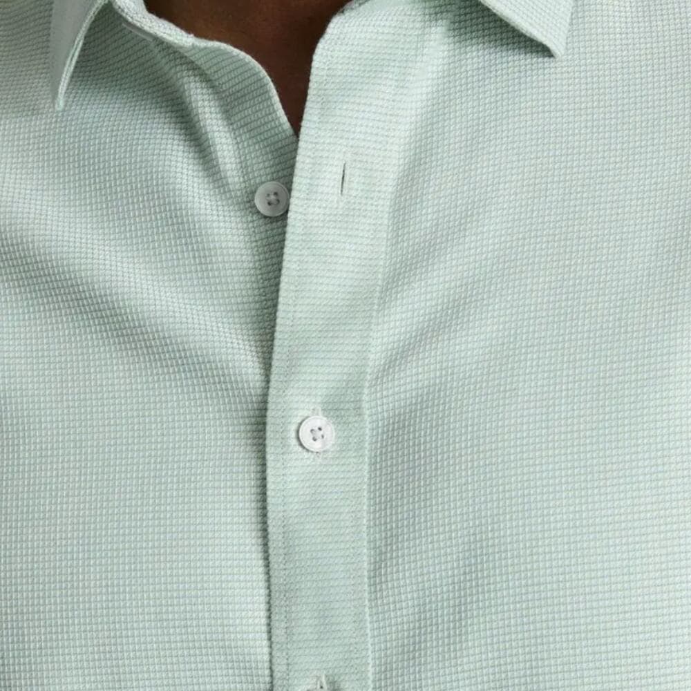 Burke Solid Wrinkle Free Cotton Dobby Button-Up Shirt Size Medium
