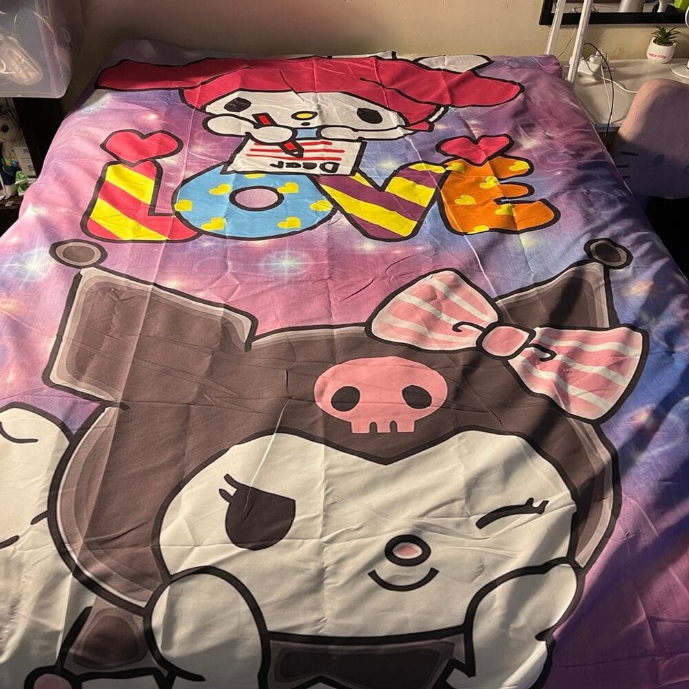 Anime Twin Blanket With 2 Pillows Casas