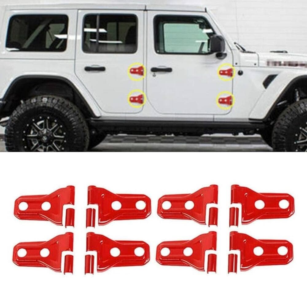Red Door Hinge Covers Protector Trim Accessories Compatible with 2018-2022 8 PCS