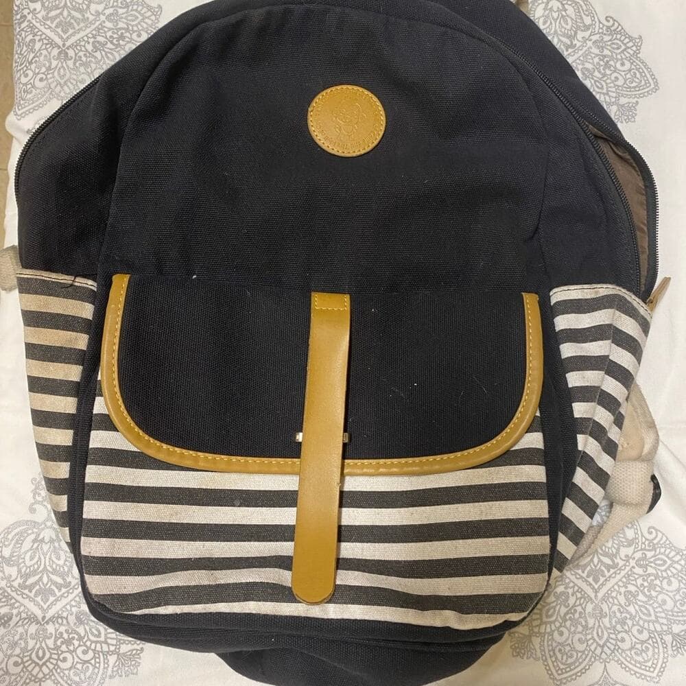 The Idyll of Collie Striped Canvas Backpack With Adjustable Straps Locker bag