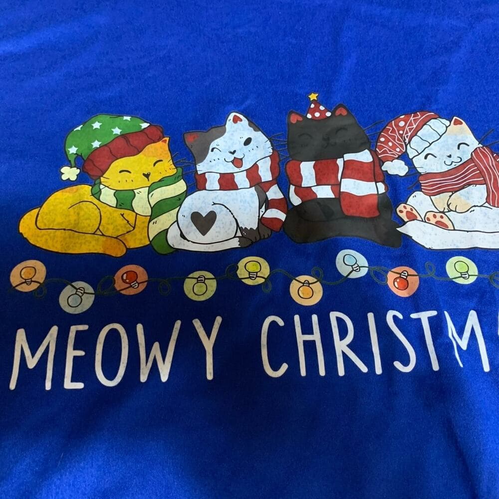 Womens Meowy Christmas T-shirt XL