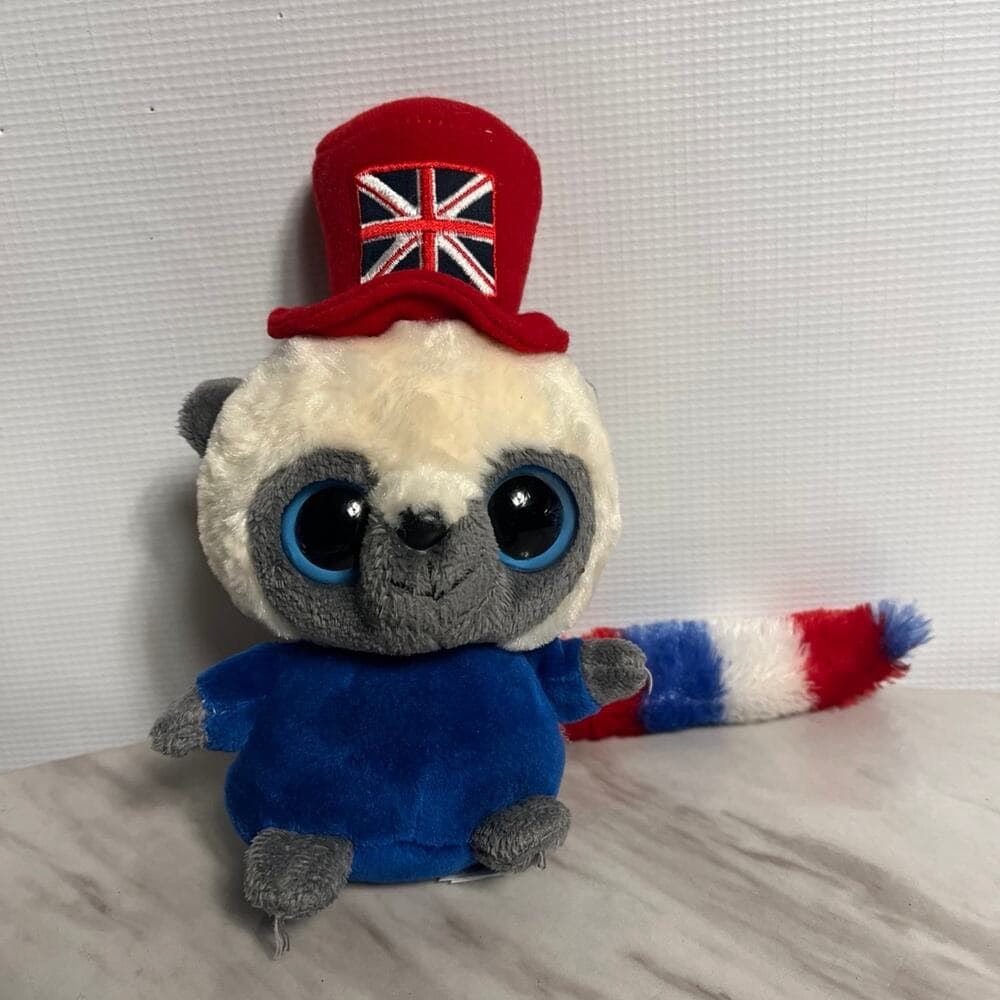 Yoohoo "Union Jack Hat" Bush Baby Collectible Plush Aurora World Stuffed 7”