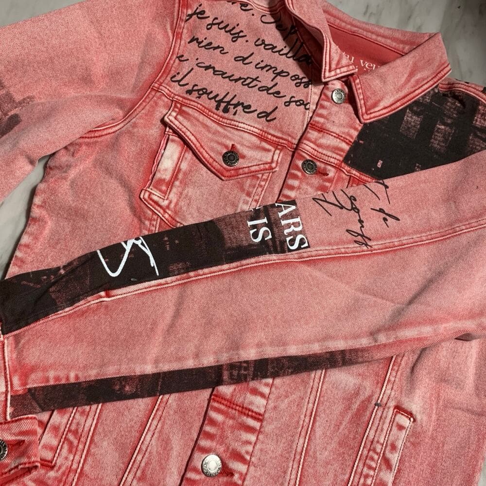 Si tu veux men’s red jean jacket size medium