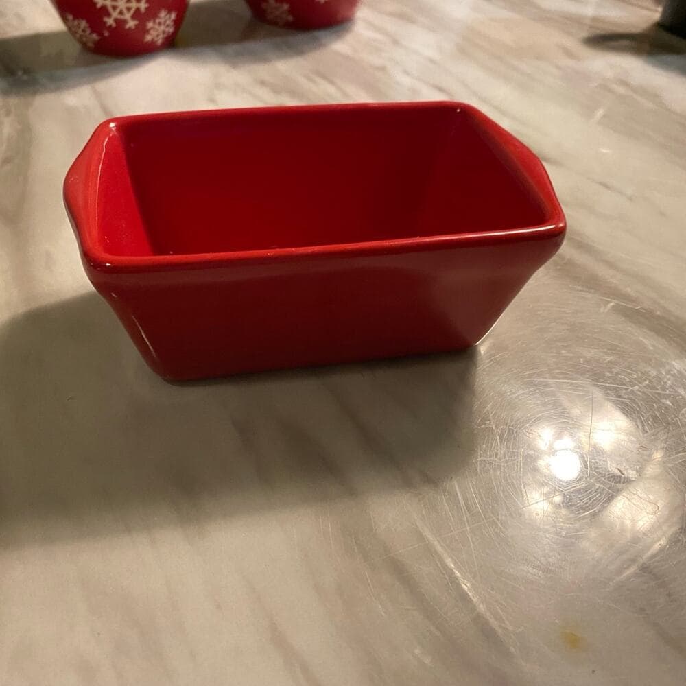 Celebrate It Ceramic Stoneware Baking Mini Loaf Pan Red 6"x3 1/2" x 2 1/8"