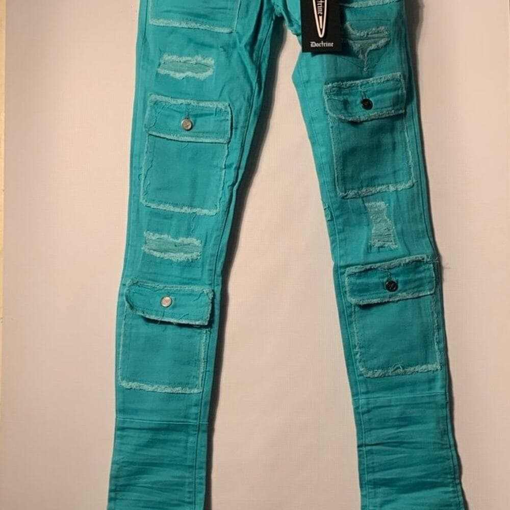 DOCTRINE DENIM (SAVANT TEAL SUPER STACKED JEAN) SIZE 32