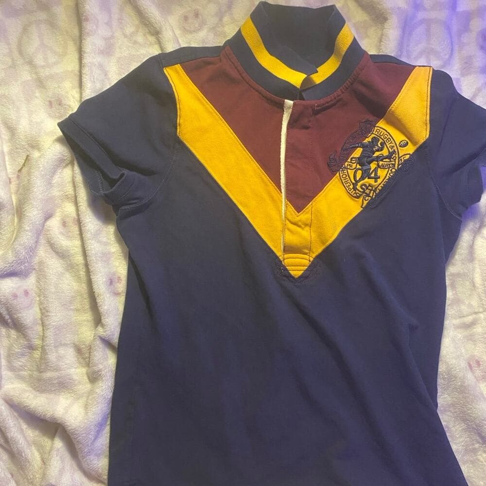 RALPH LAUREN RUGBY - yellow burgundy and navy blue