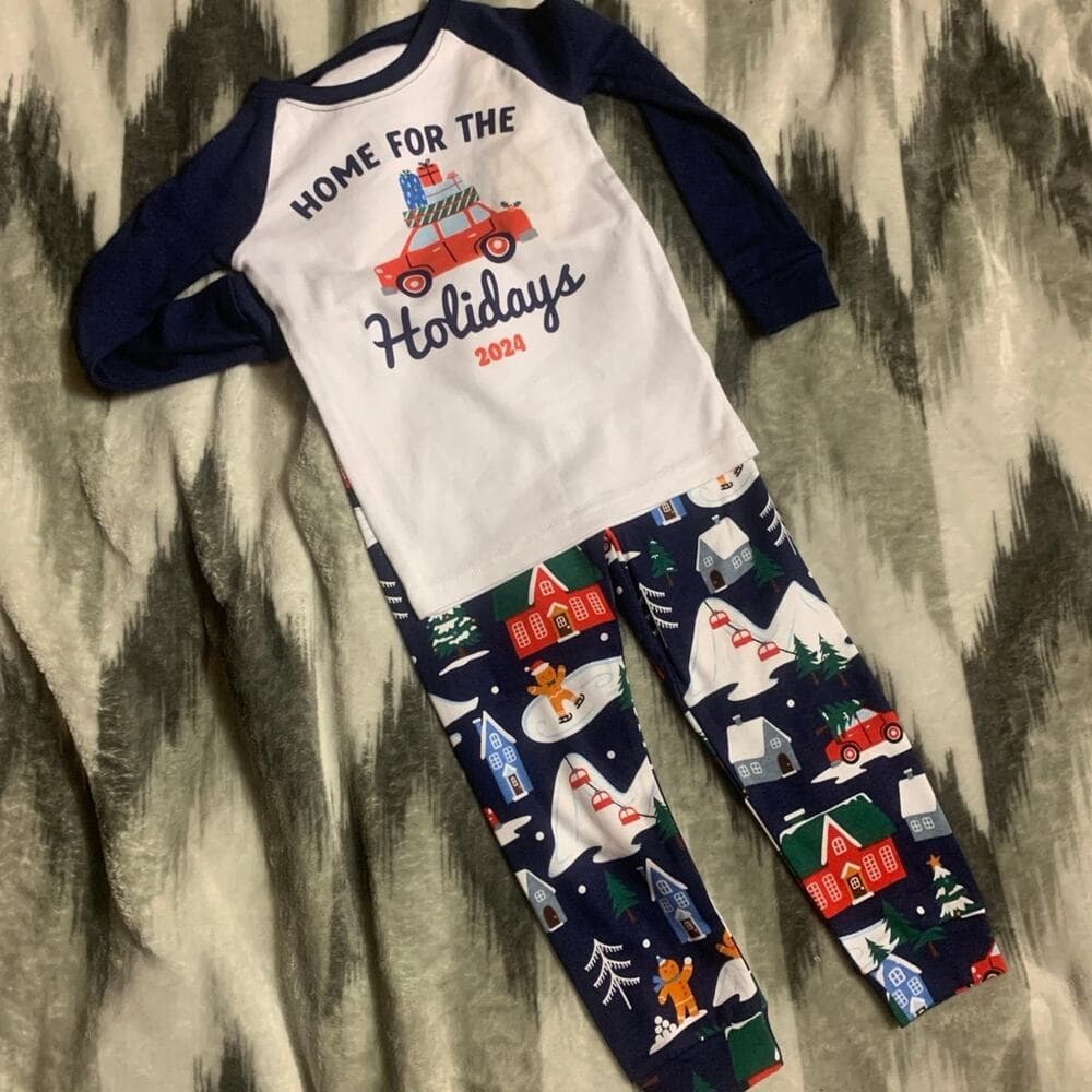 Unisex Kids Matching Family Home For The Holidays Snug Fit Cotton pajamas 2T