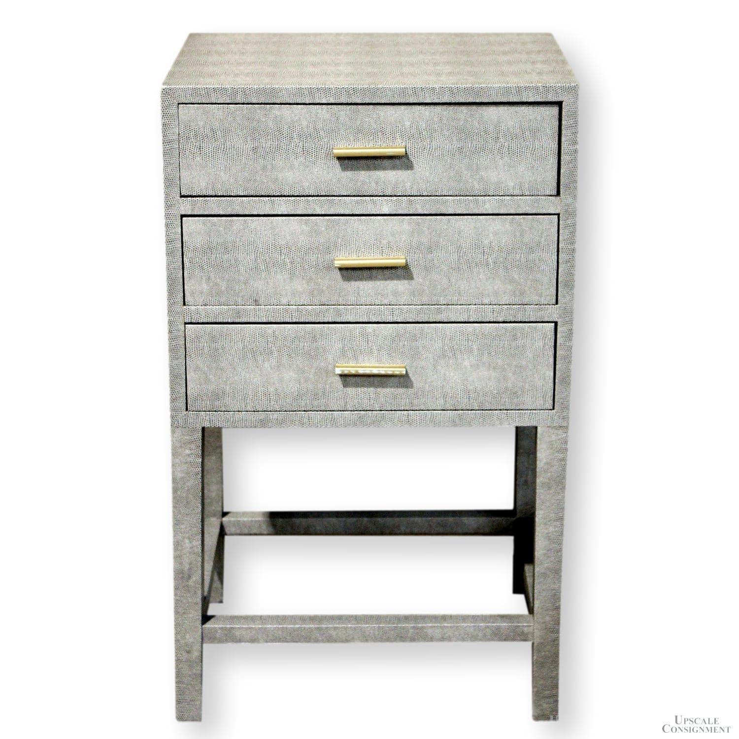 3 Drawer Faux Shagreen Accent Chest - Gray