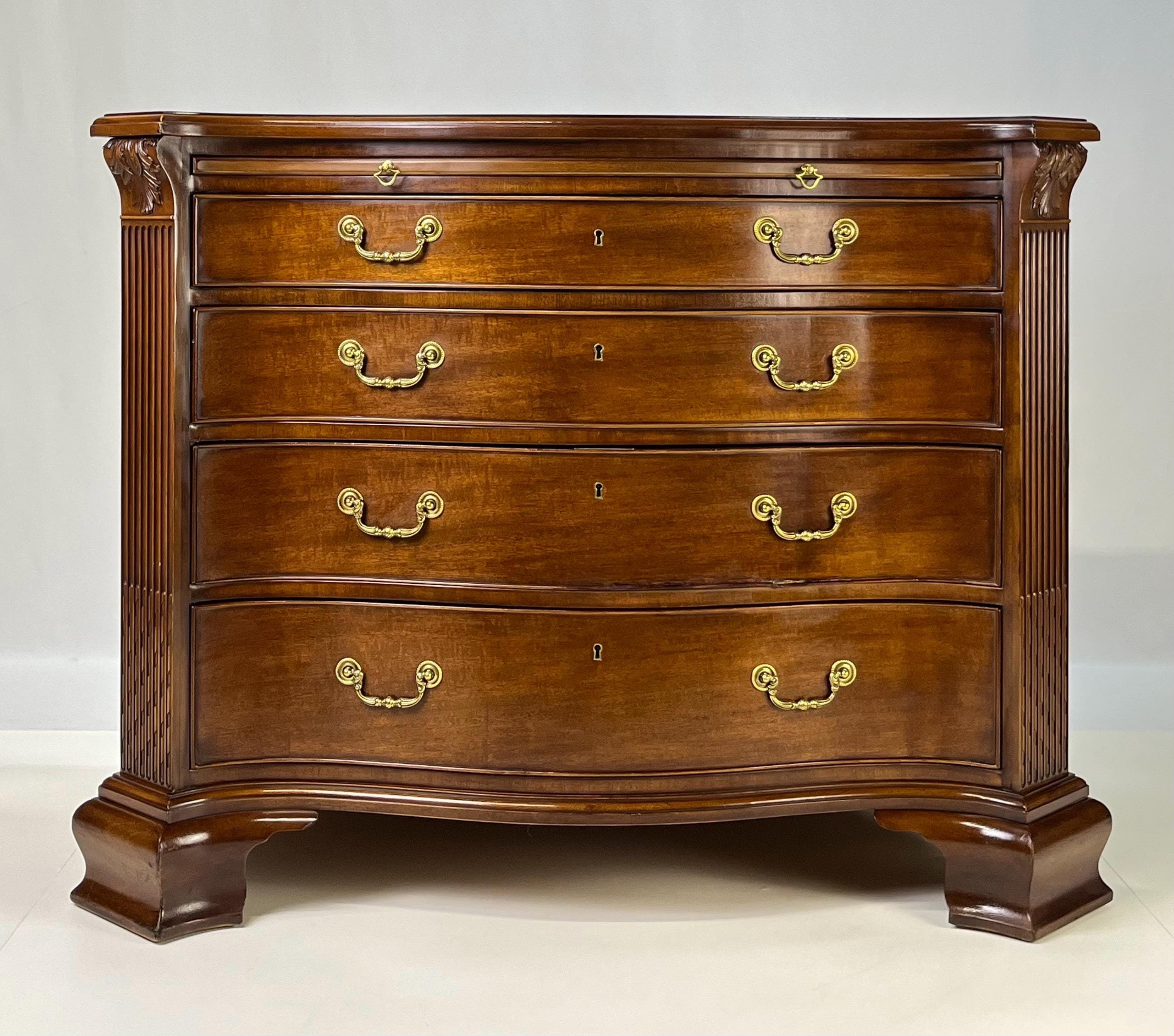 EJ Victor Mahogany Serpentine Bachelor's Chest With Brushing Slide